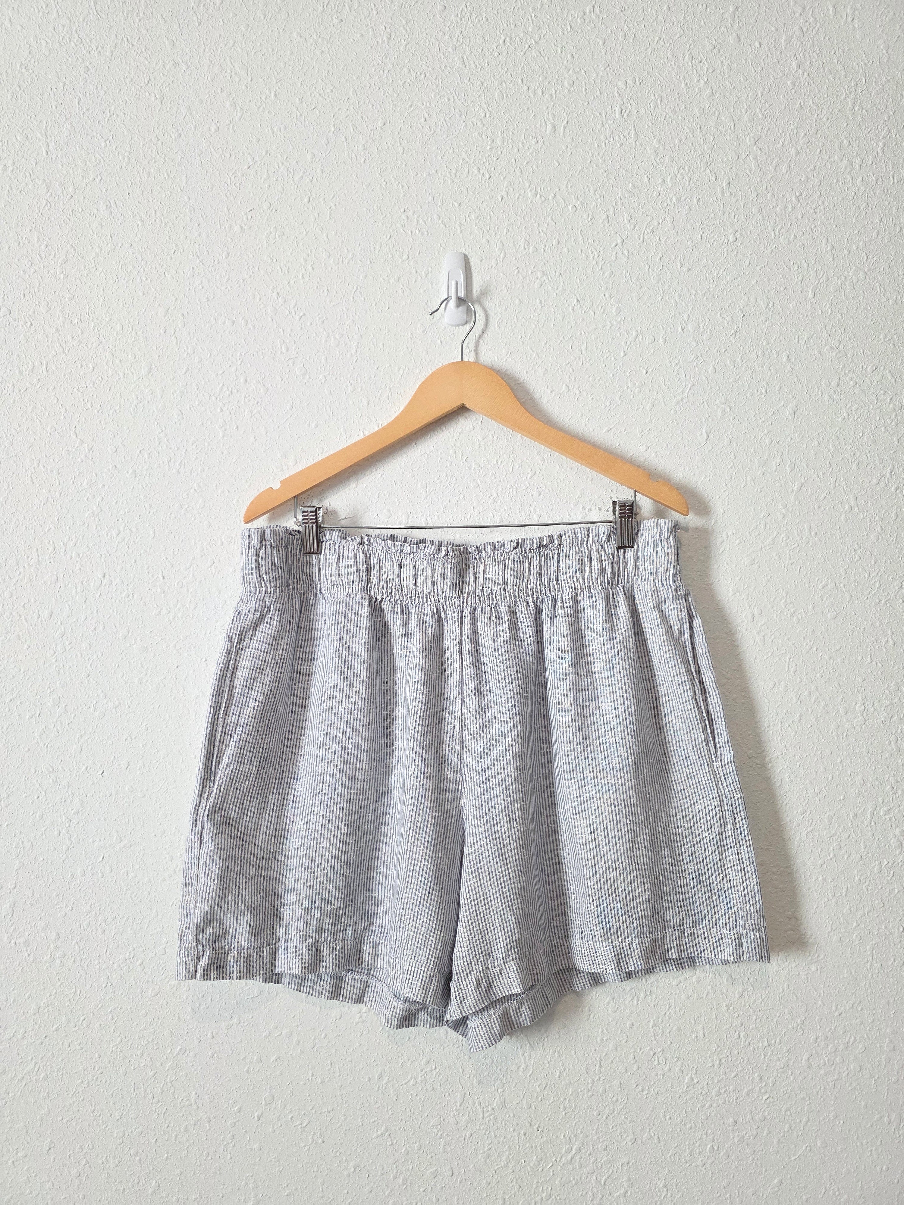 Quince Striped Pull On Linen Shorts (XL)