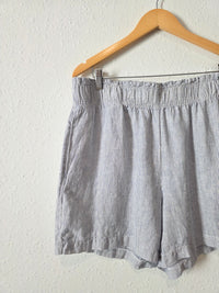 Quince Striped Pull On Linen Shorts (XL)