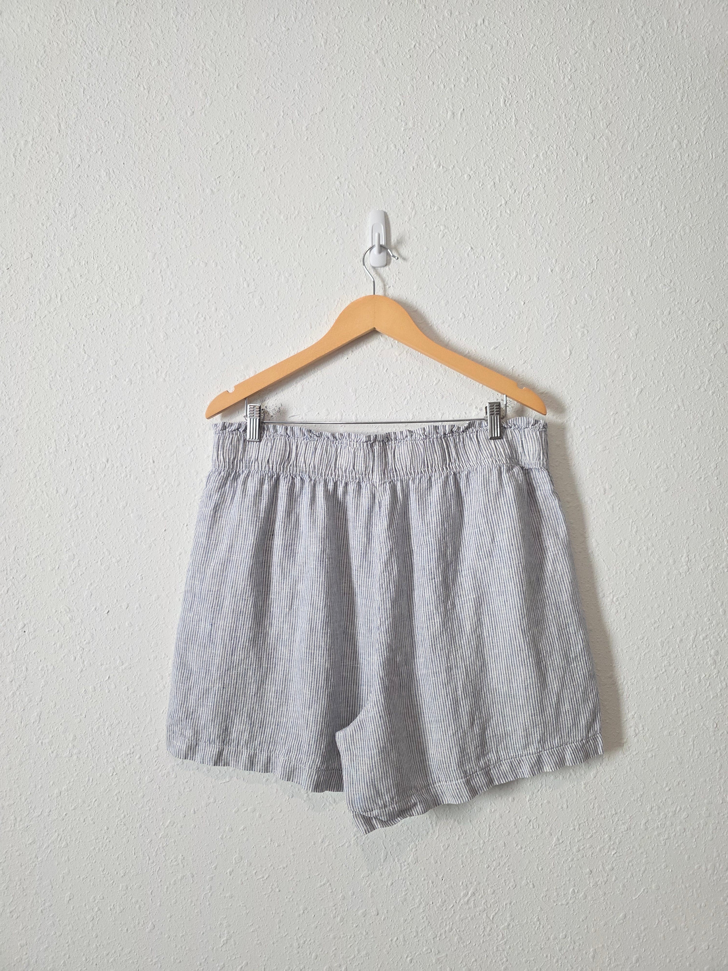 Quince Striped Pull On Linen Shorts (XL)