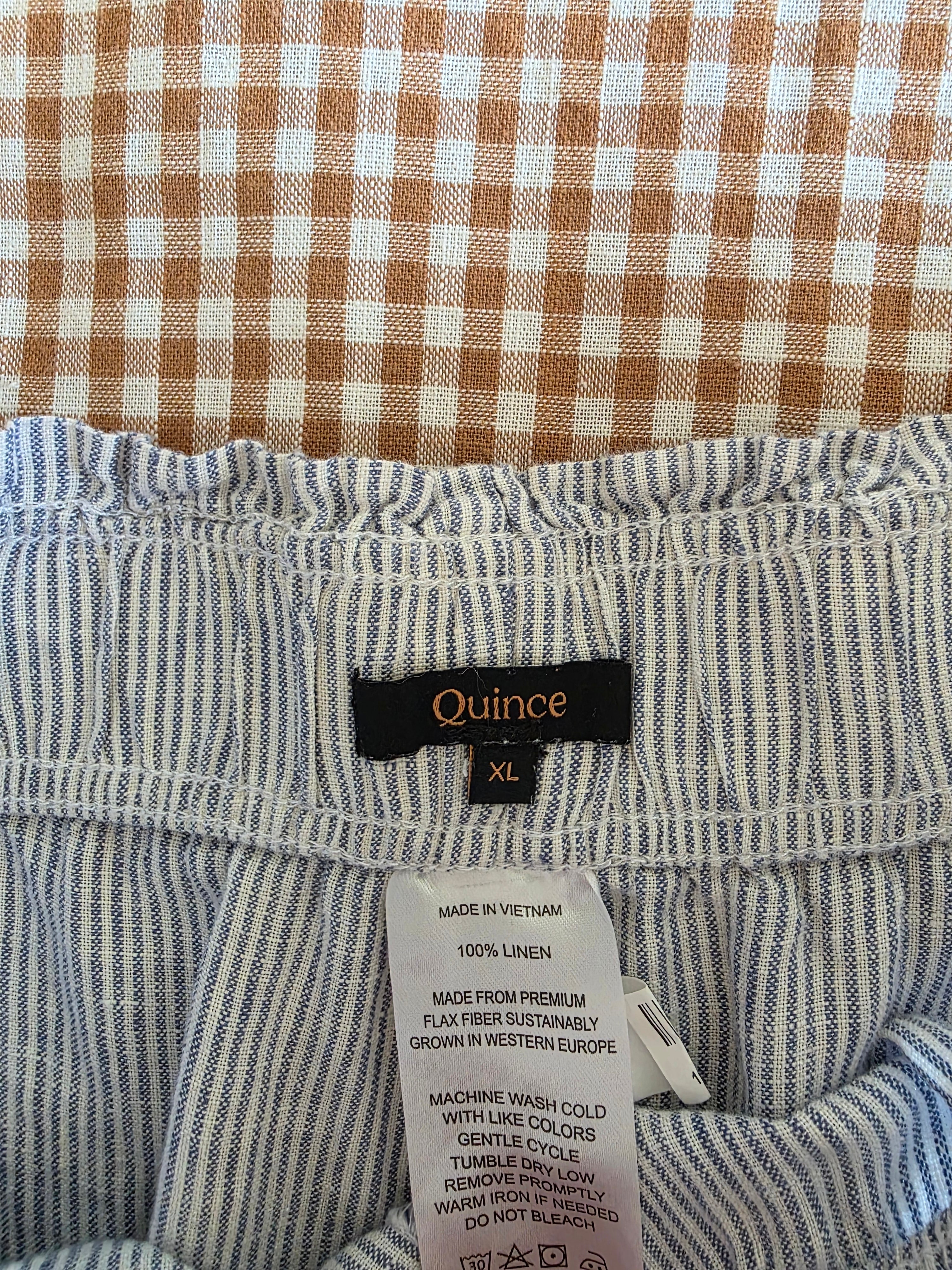 Quince Striped Pull On Linen Shorts (XL)