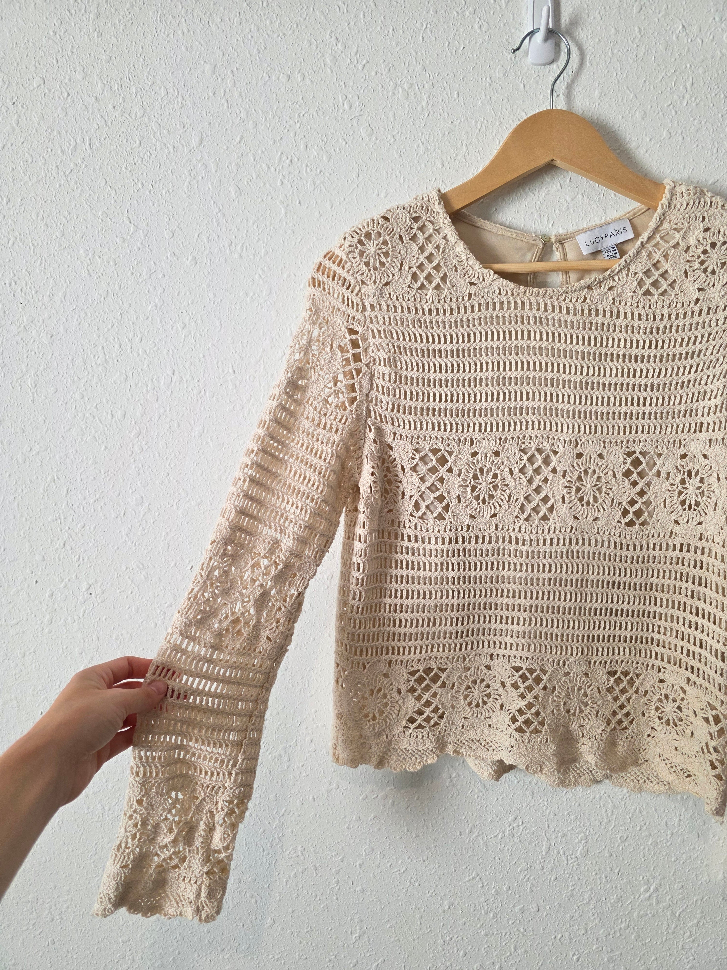 Lucy Paris Crochet Knit Top (M)