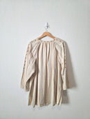 Embroidered Cotton Linen Blend Top (3X)