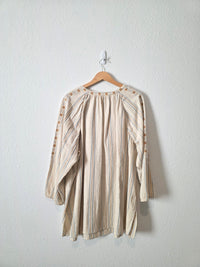 Embroidered Cotton Linen Blend Top (3X)