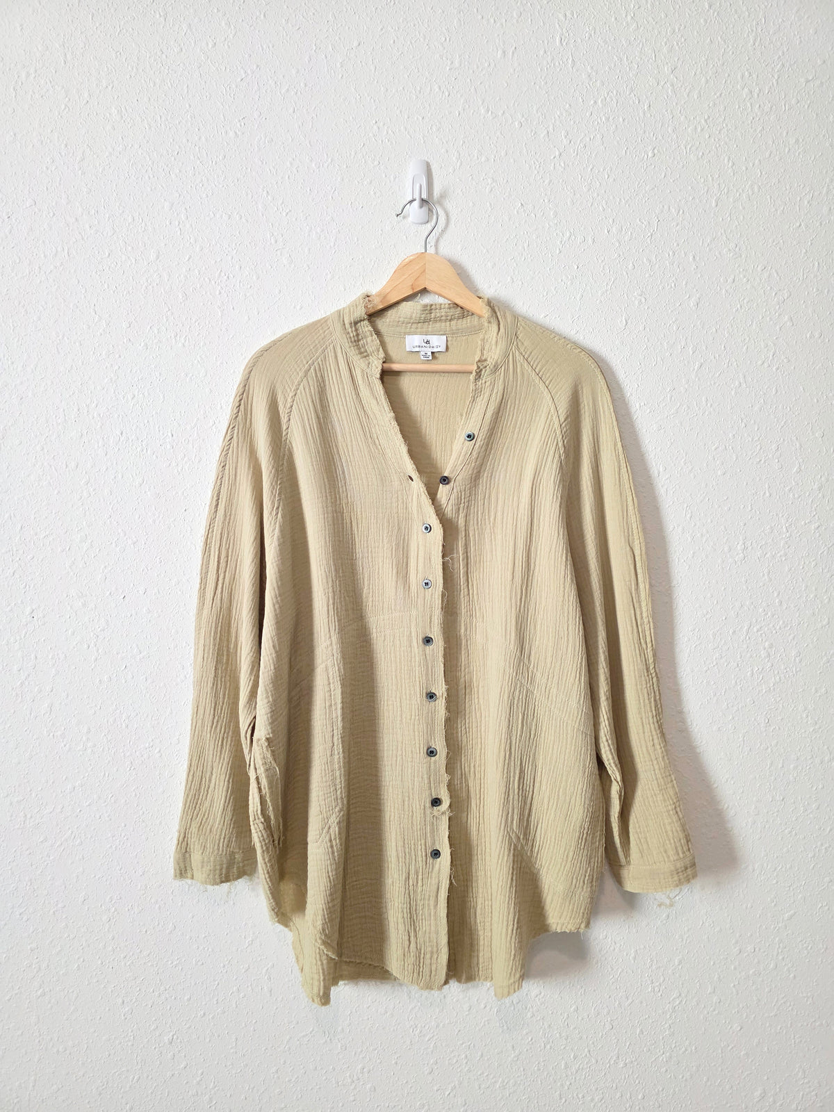 Light Green Cotton Gauze Button Up (M)
