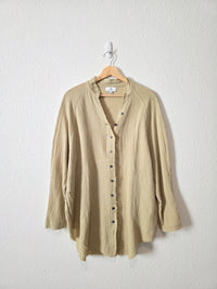 Light Green Cotton Gauze Button Up (M)