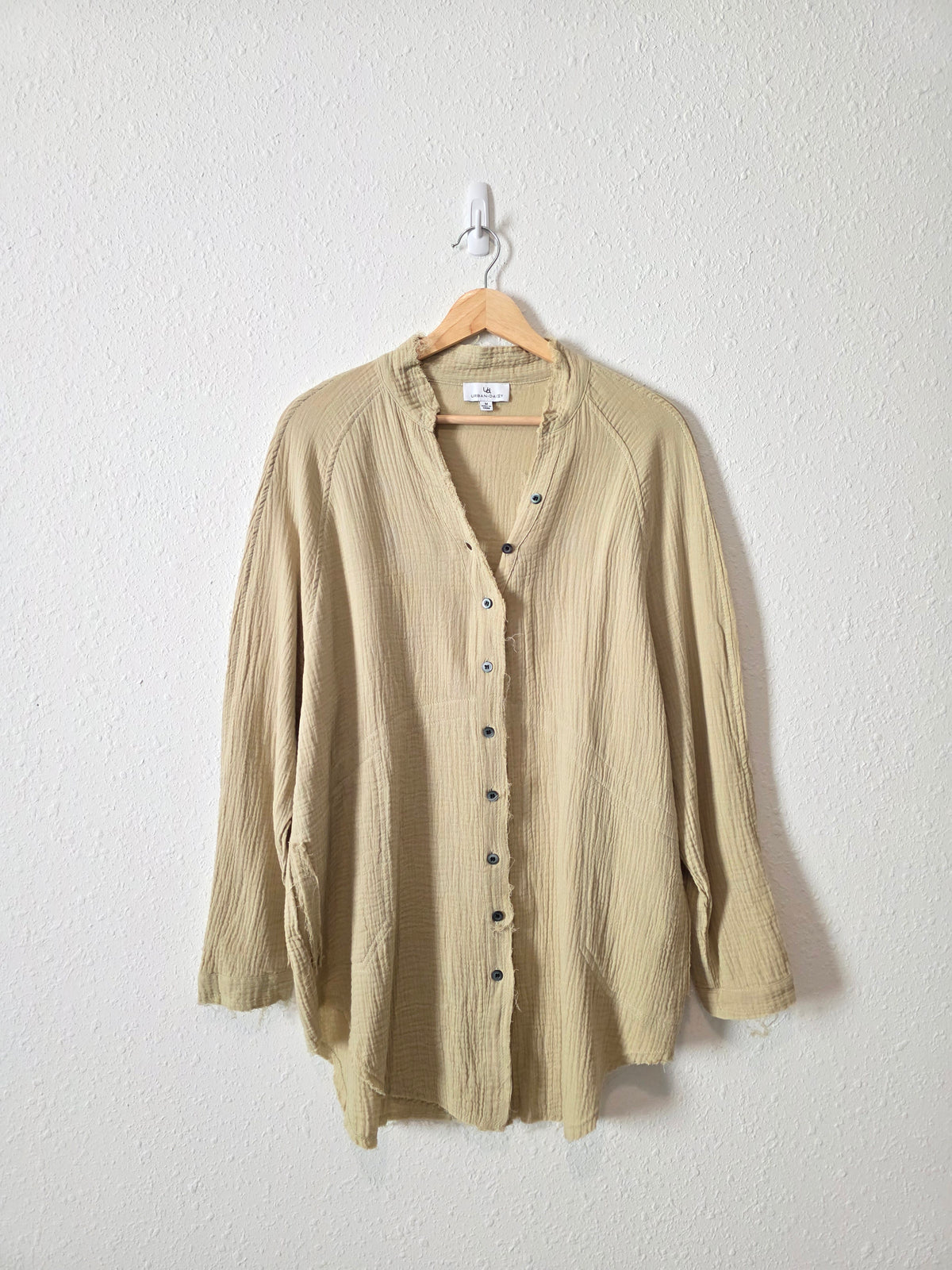 Light Green Cotton Gauze Button Up (M)