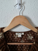 Brown Floral Puff Sleeve Top (S)