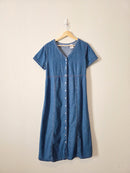 Vintage Denim Midi Dress (M)