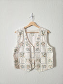 Vintage Floral Embroidered Cotton Vest (M)