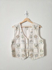 Vintage Floral Embroidered Cotton Vest (M)