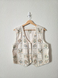 Vintage Floral Embroidered Cotton Vest (M)