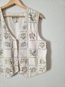 Vintage Floral Embroidered Cotton Vest (M)