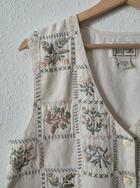 Vintage Floral Embroidered Cotton Vest (M)