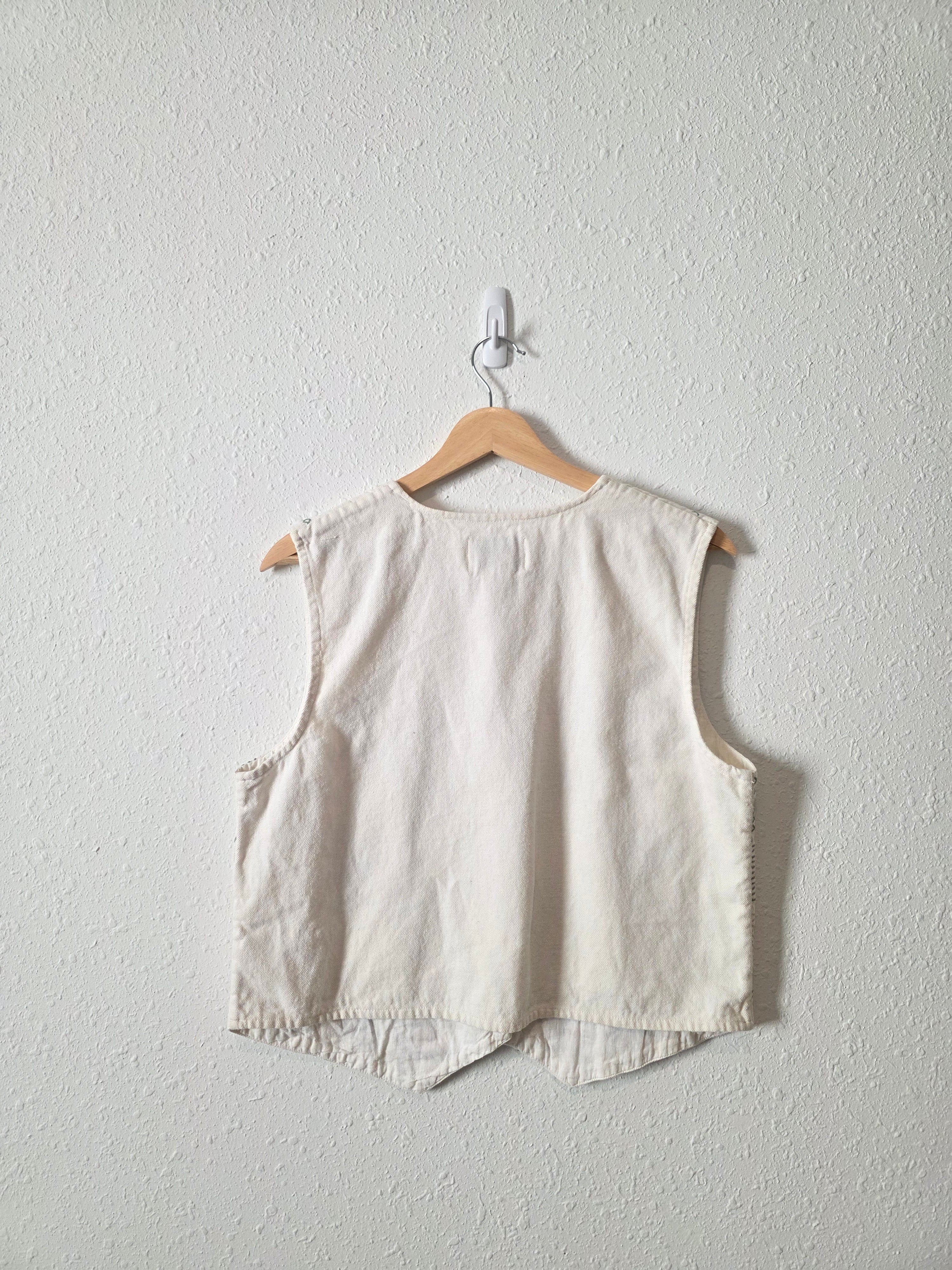 Vintage Floral Embroidered Cotton Vest (M)