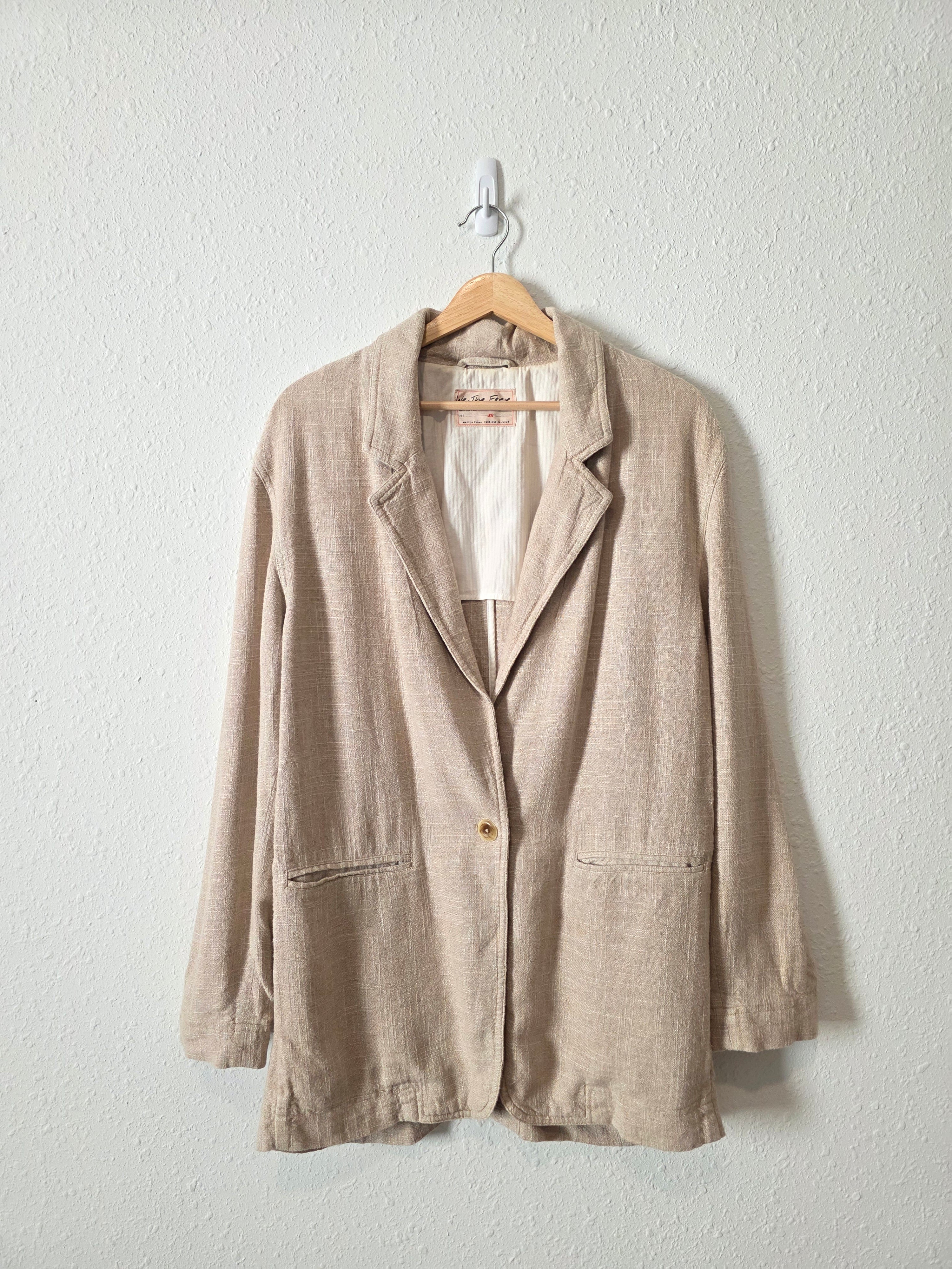Free People Oversized Linen Blend Blazer (XS)