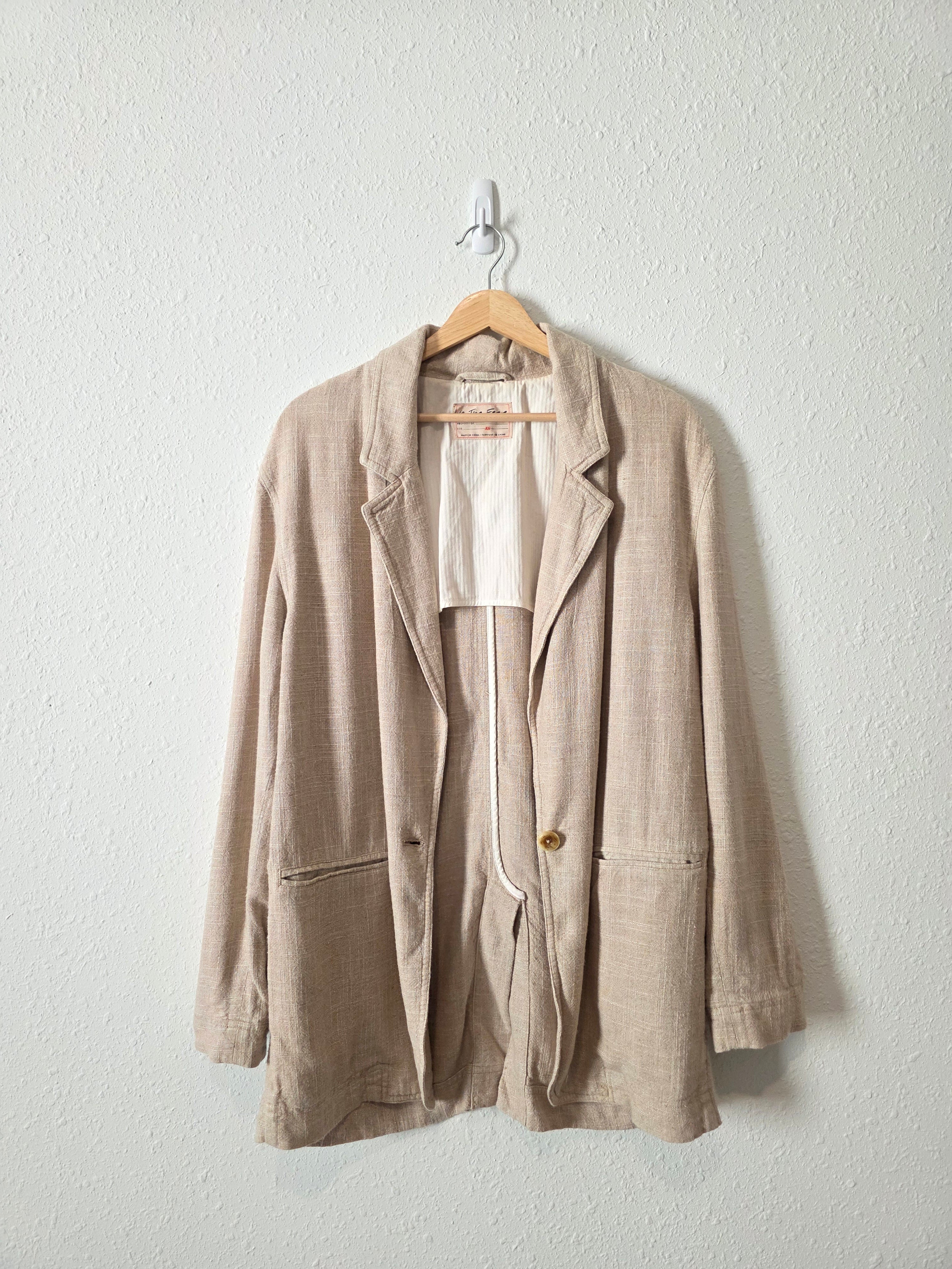 Free People Oversized Linen Blend Blazer (XS)