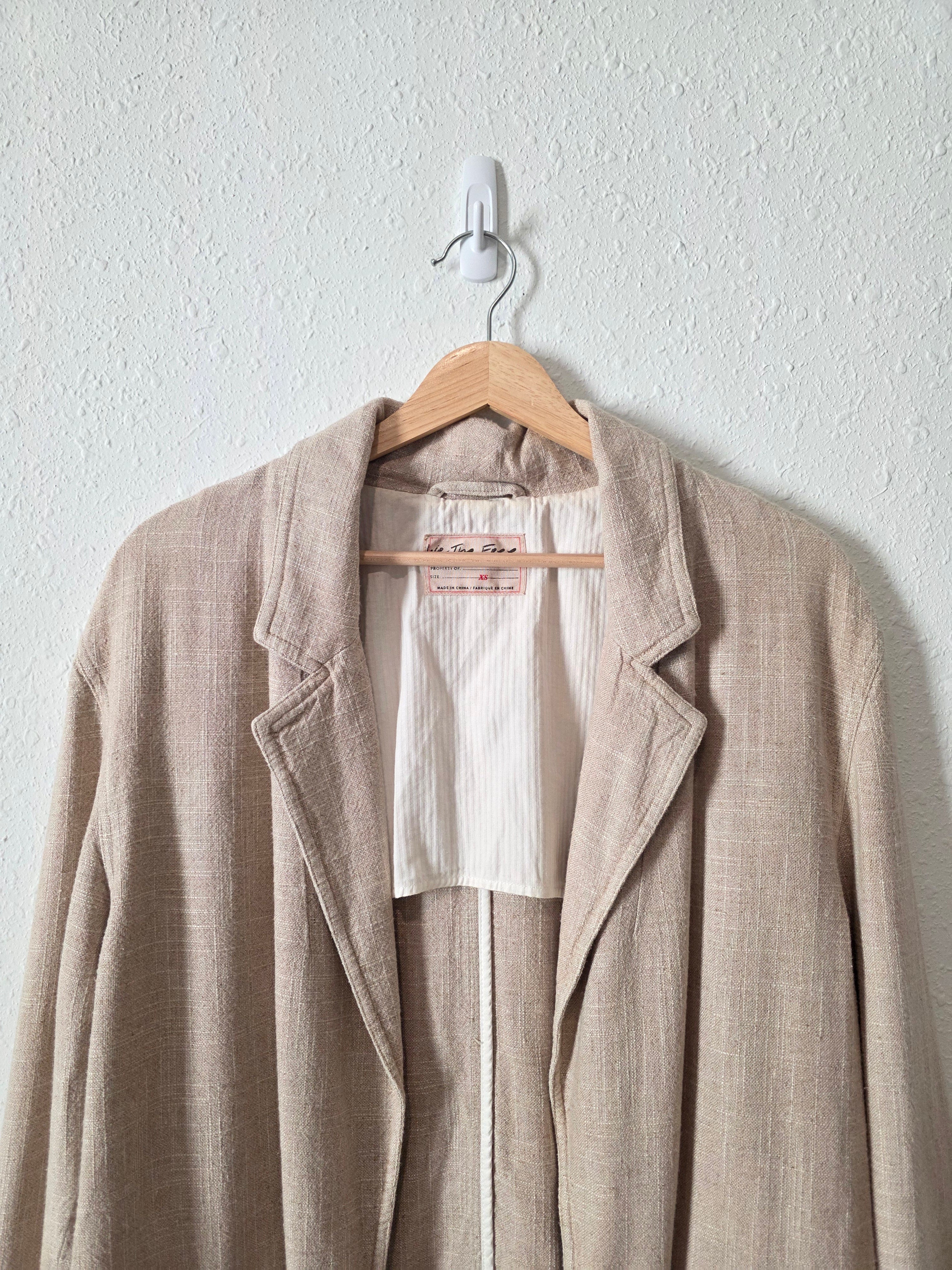 Free People Oversized Linen Blend Blazer (XS)