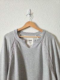 Aerie Gray Crochet Sweatshirt (M)