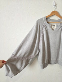 Aerie Gray Crochet Sweatshirt (M)