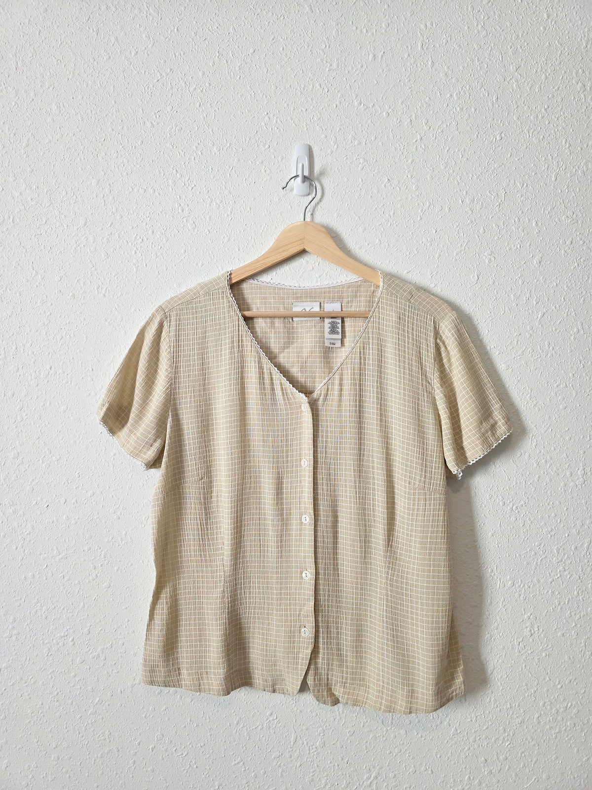 Vintage Checkered Button Front Top (L)