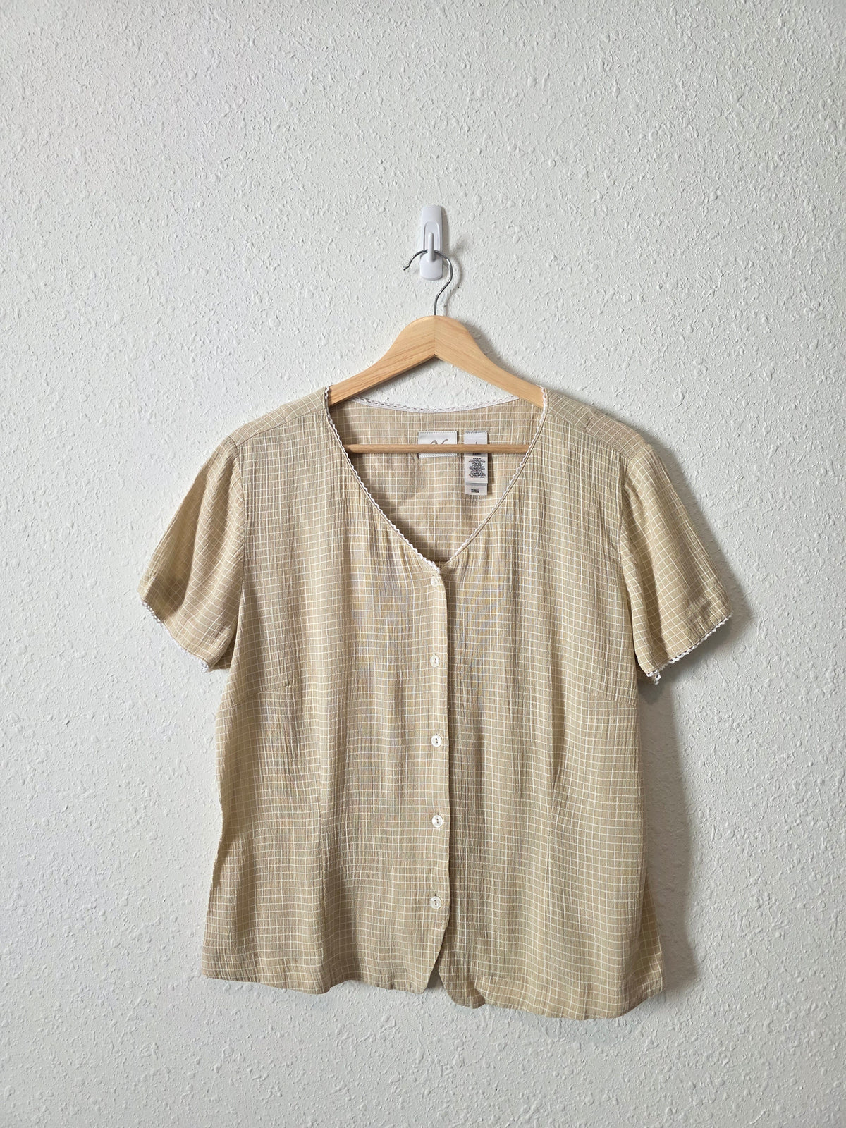 Vintage Checkered Button Front Top (L)