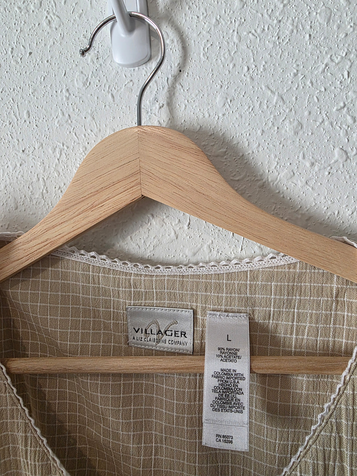 Vintage Checkered Button Front Top (L)