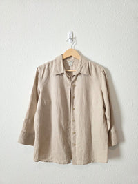 LL Bean Neutral Linen Button Up (M)