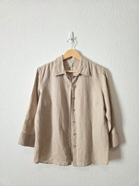 LL Bean Neutral Linen Button Up (M)