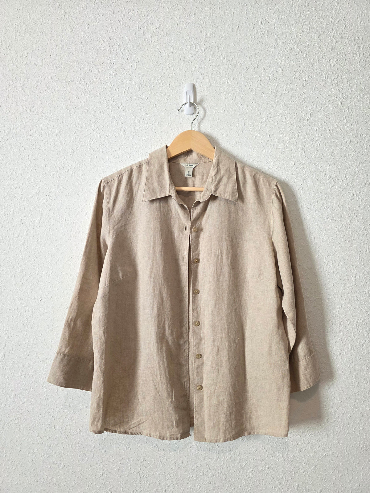 LL Bean Neutral Linen Button Up (M)