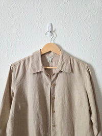 LL Bean Neutral Linen Button Up (M)