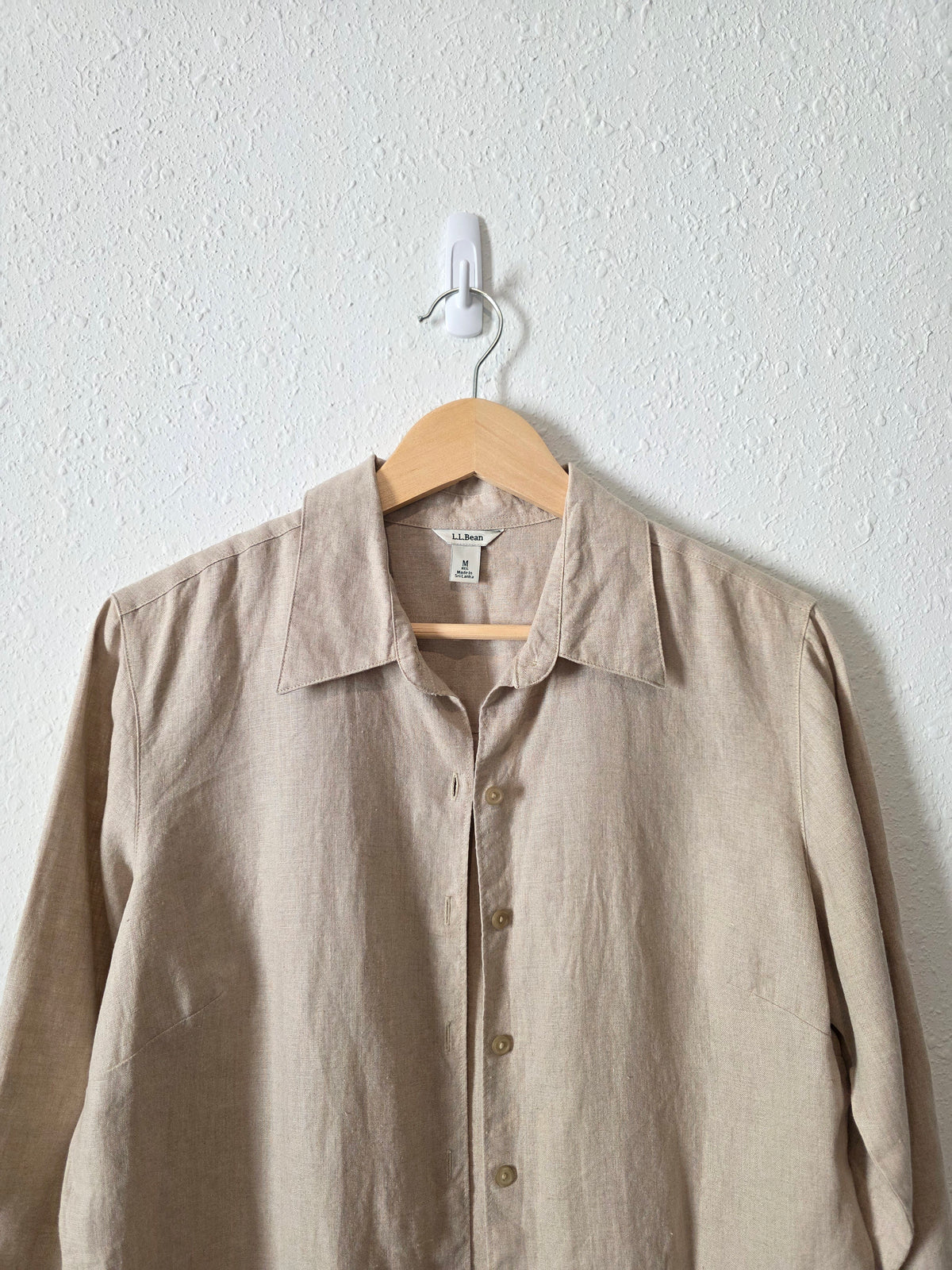 LL Bean Neutral Linen Button Up (M)