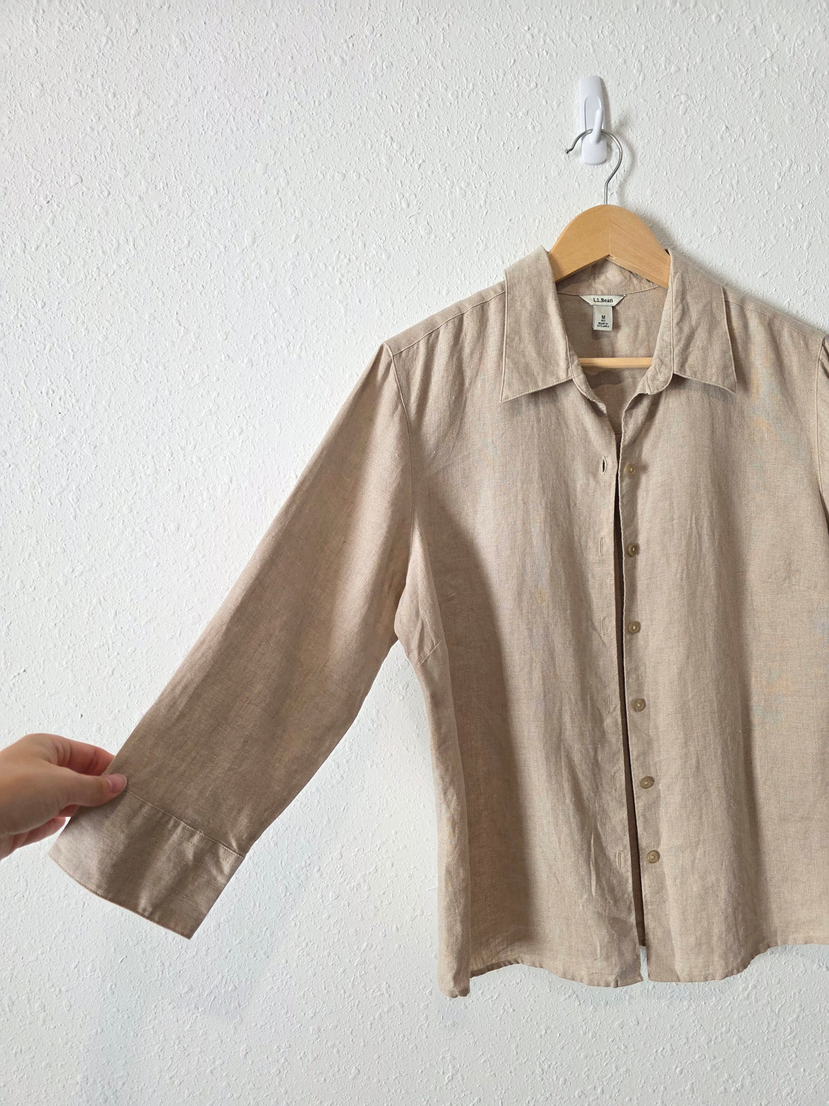 LL Bean Neutral Linen Button Up (M)