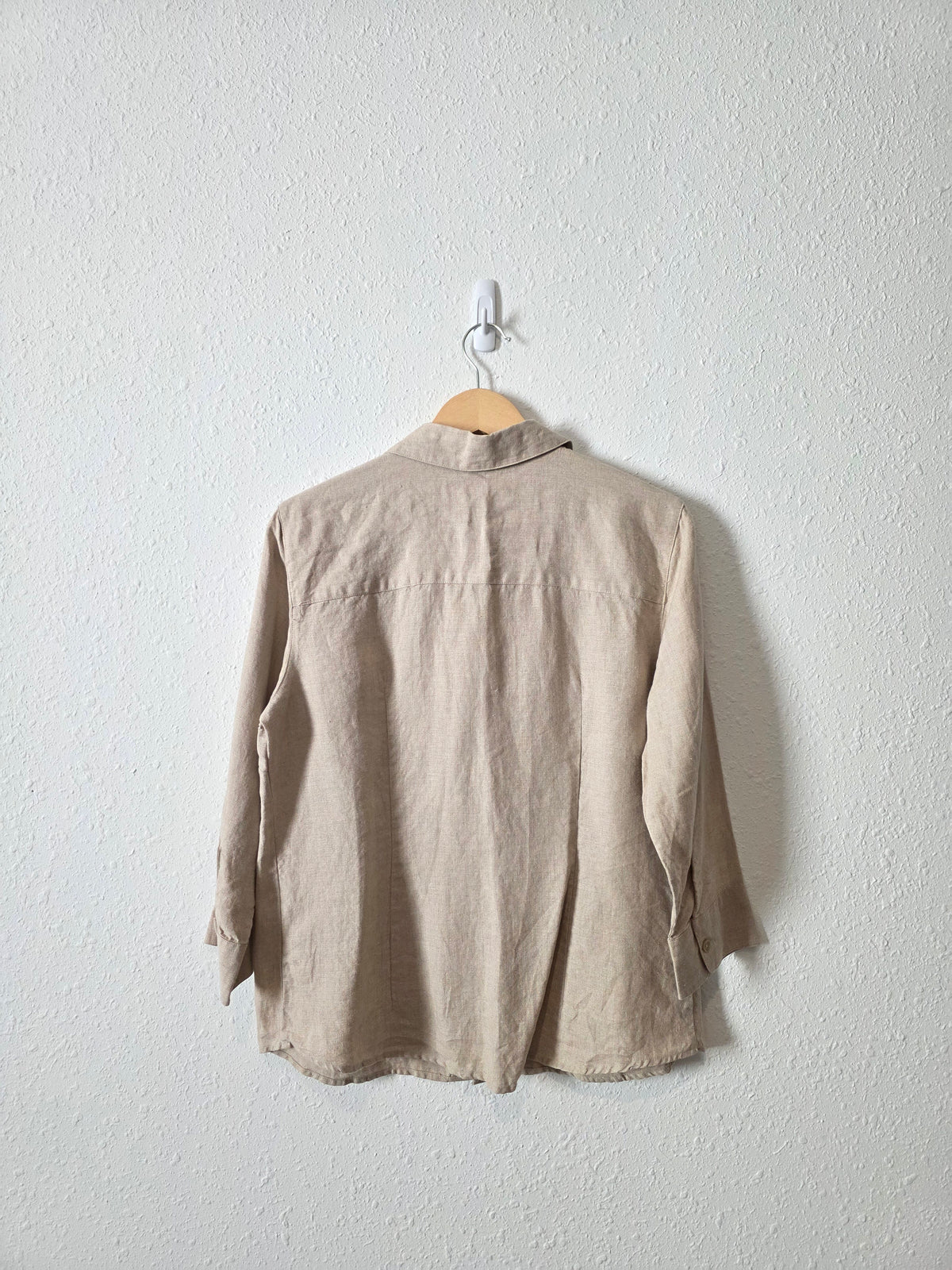 LL Bean Neutral Linen Button Up (M)