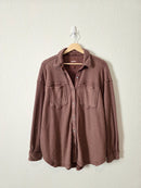 Aerie Brown Waffle Shirt Jacket (M)
