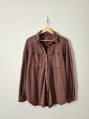 Aerie Brown Waffle Shirt Jacket (M)