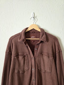 Aerie Brown Waffle Shirt Jacket (M)