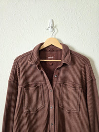 Aerie Brown Waffle Shirt Jacket (M)