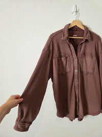 Aerie Brown Waffle Shirt Jacket (M)