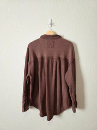 Aerie Brown Waffle Shirt Jacket (M)
