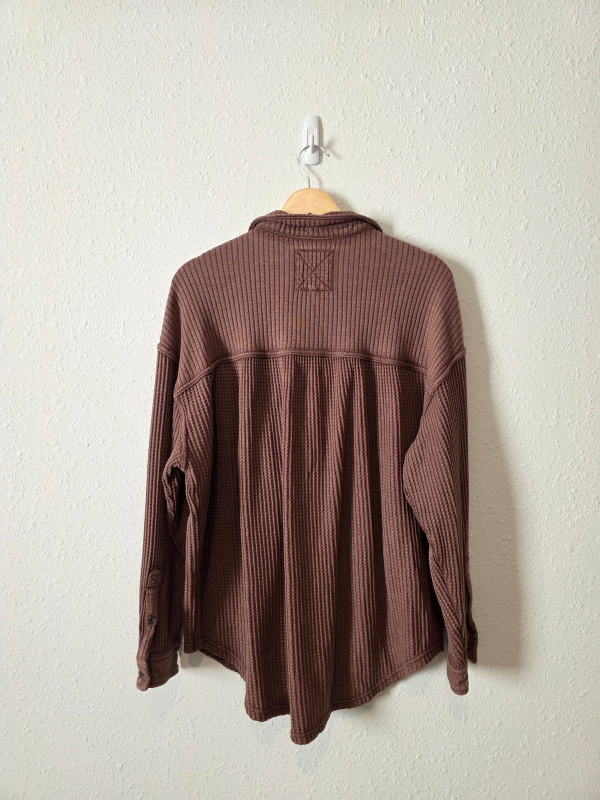 Aerie Brown Waffle Shirt Jacket (M)