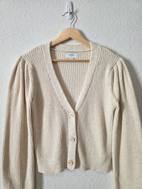 Aerie Puff Sleeve Cotton Cardigan (S)