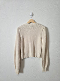 Aerie Puff Sleeve Cotton Cardigan (S)