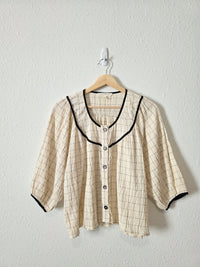 Grade & Gather Plaid Puff Sleeve Top (S)