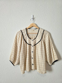 Grade & Gather Plaid Puff Sleeve Top (S)