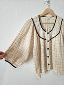 Grade & Gather Plaid Puff Sleeve Top (S)