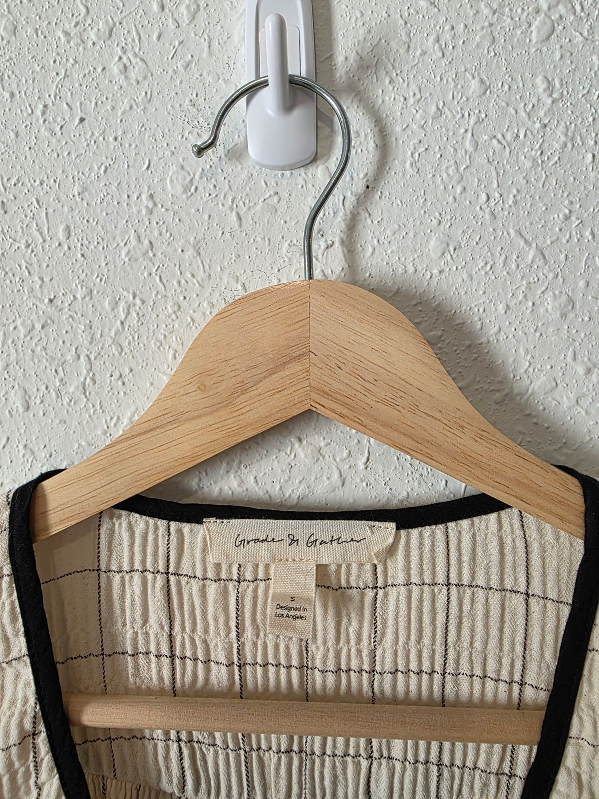 Grade & Gather Plaid Puff Sleeve Top (S)