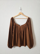 Able Brown Puff Sleeve Top (1X)