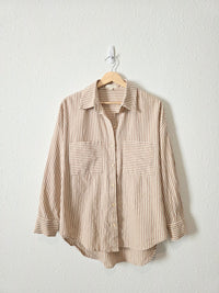 Neutral Striped Oversized Button Up (S)