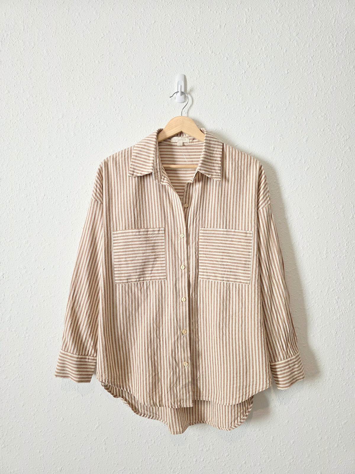 Neutral Striped Oversized Button Up (S)
