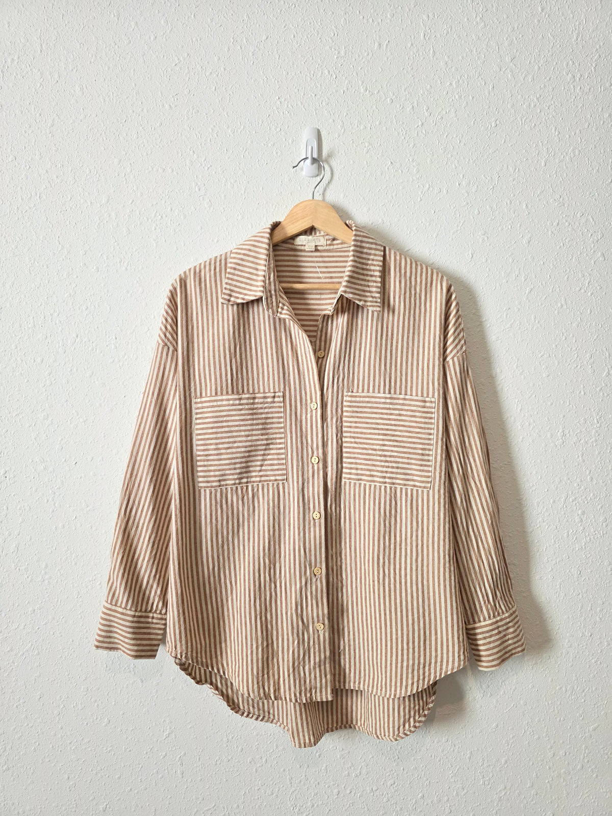 Neutral Striped Oversized Button Up (S)